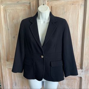 J. Crew Navy Rhinestone Buttons Wool Jacket 6